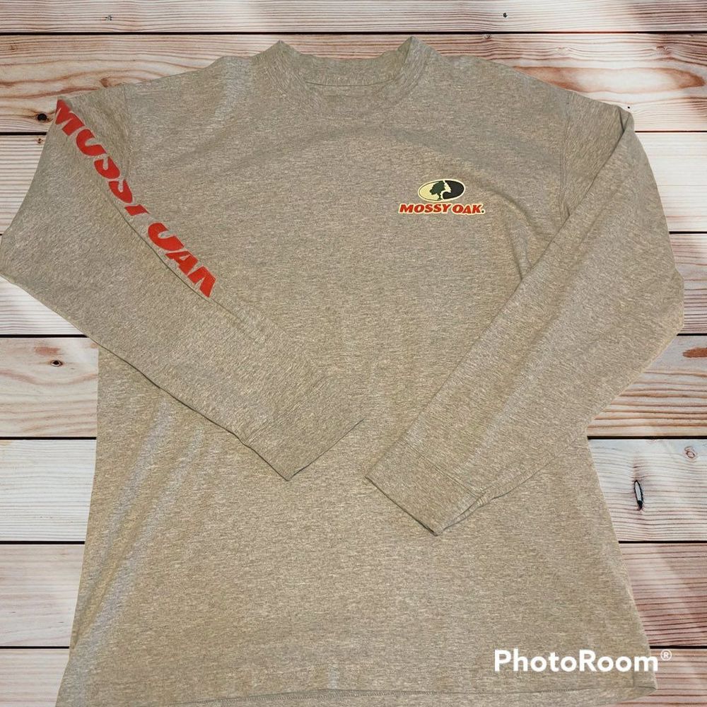 Mossy Oak Graphic Ling Sleeve Shirt Gray Cotton Large